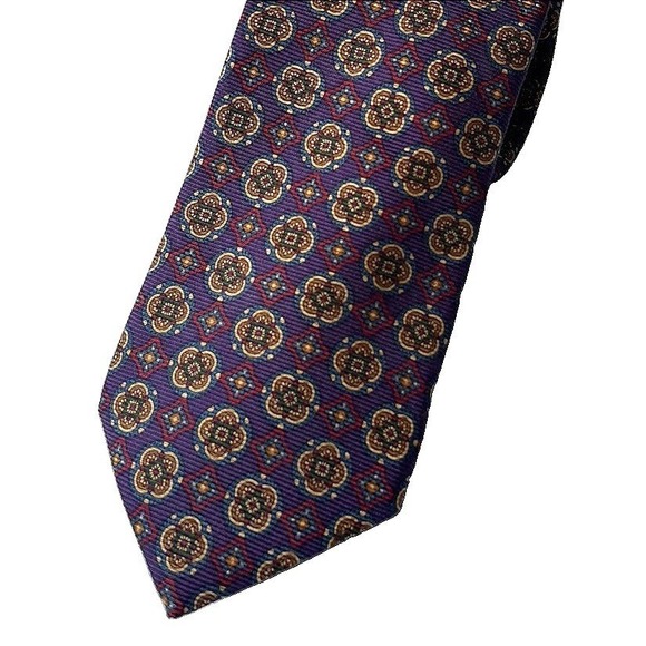 Brooks Brothers Other - Vtg Brooks Brothers Makers 100% Silk Tie Medallion Pattern Purple Made in USA